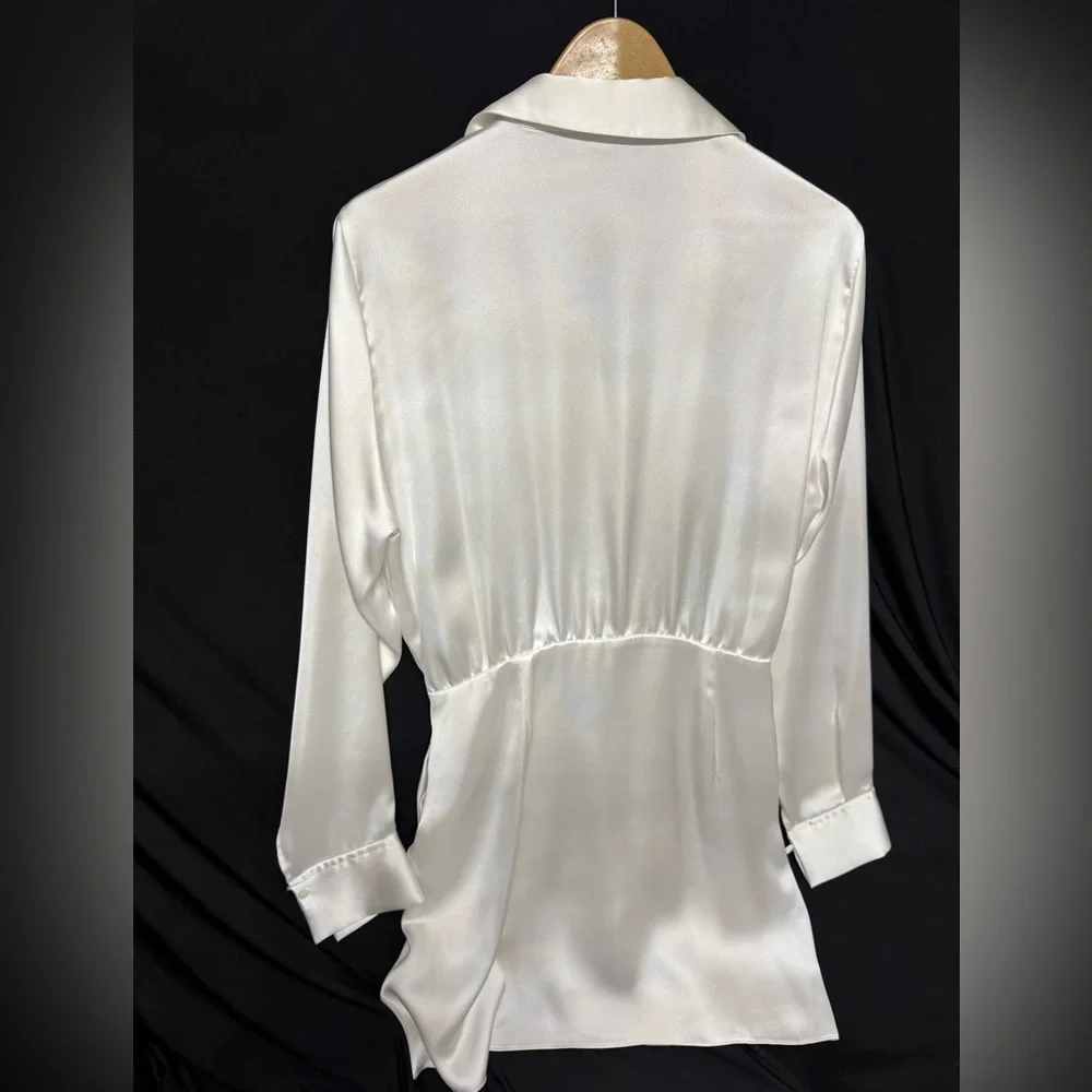 Zara Elegant White Satin top or mini dress - Picture 2 of 7
